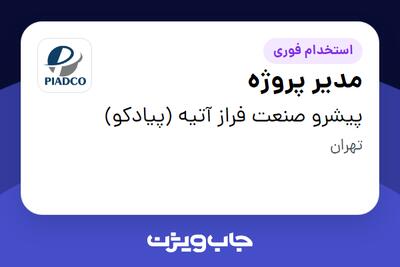  استخدام مدیر پروژه در پیشرو صنعت فراز آتیه (پیادکو)