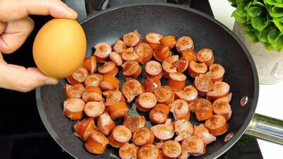  آموزش پخت افطاری رستورانی ساده با سوسیس و تخم مرغ / فیلم