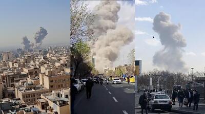  نخستین تصاویر آغاز حمله اسرائیل و آمریکا به ایران / اصابت موشک به مرکز تهران / آژیرهای موشکی در اسرائیل فعال شد