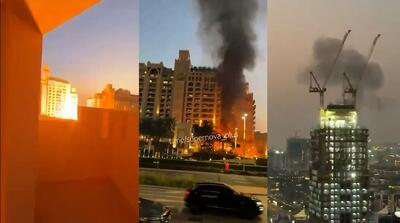  هفت ویدیو از حملات موشکی و پهپادی ایران به دبی