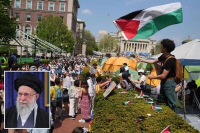  شعار مرگ بر آمریکای دانشجویان دانشگاه کلمبیا در پی شهادت رهبر معظم انقلاب