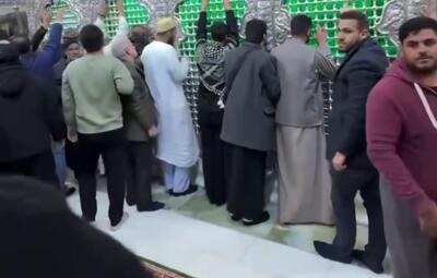  لحظه اعلام شهادت رهبرانقلاب حضرت آیت الله خامنه‌ای در حرم مطهر سیدالشهدا