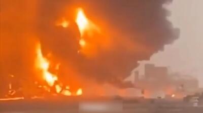  ویدیوی تازه از عظمت آتش آرامکو پس از اصابت پهپادهای ایران