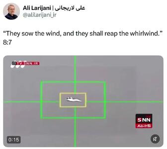  لاریجانی: آن‌ها باد می‌کارند و طوفان درو خواهند کرد/ ویدئوی ساقط کردن جنگنده آمریکایی توسط ایران