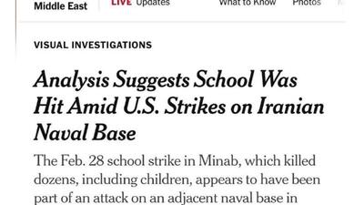  ⭕ رسانه‌های غربی می نویسند: تحقیقات ما نشان می‌دهد که این ایالات متحده بود که به مدرسه ابتدایی دخترانه میناب حمله کرد و دانش‌آموزان را قتل عام کرد.