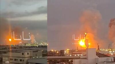  تصاویر آتش گرفتن پایگاه آمریکا در بحرین پس از اصابت پرتابه ایران