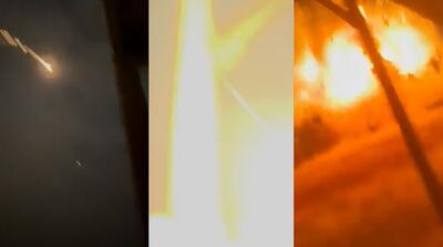  لحظه اصابت موشک ایران به مواضع آمریکا از زاویه دوربین آمریکایی‌ها