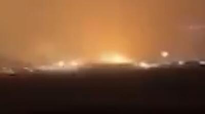  لحظه اصابت موشک به پایگاه آمریکا در بحرین