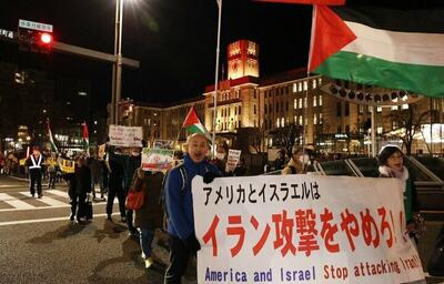  تظاهرات مردم ژاپن علیه تجاوز رژیم صهیونیستی و آمریکا به خاک ایران