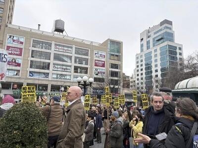  تجمع معترضان ضد جنگ در نیویورک علیه تجاوز به ایران