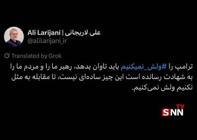  علی لاریجانی: ‏ترامپ را ⁧ ول نمی‌کنیم،⁩ باید تاوان بدهد