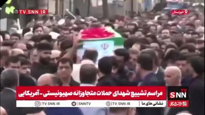  مراسم تشییع پیکر شهید مدافع حریم ولایت شهید عظیم رضایی در گتوند - خوزستان