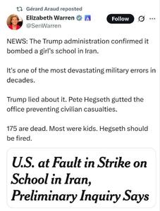  سناتور آمریکایی: ترامپ دربارۀ حملۀ به مدرسۀ میناب دروغ گفت