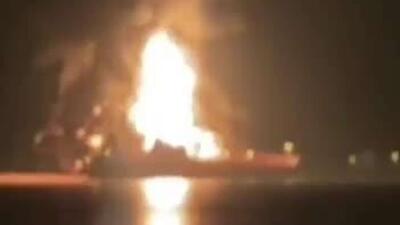  سوختن یک نفتکش نزدیک بندر ام‌قصر در استان بصره عراق