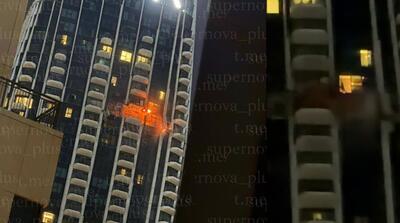  لحظه اصابت پهپاد انتحاری به آسمان خراش 292 متری دبی