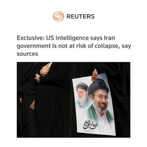  رویترز: حکومت ایران با خطر فروپاشی روبه رو نیست