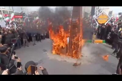  مشهدی‌ها نماد شیطان پرستی را به آتش کشیدند + فیلم