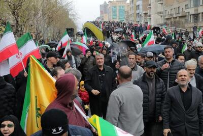  حضور رئیس سازمان انرژی اتمی در راهپیمایی روز قدس