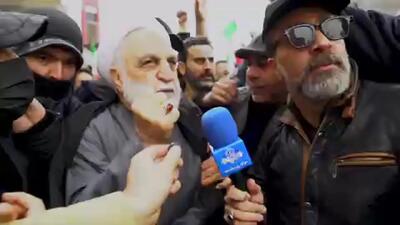  لحظه اصابت موشک به ساختمانی در نزدیکی محل حضور رئیس قوه قضاییه در راهپیمایی روز قدس