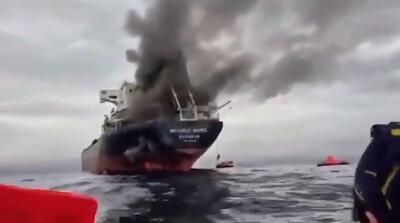  تصاویر سه نفتکش که در خلیج فارس منهدم شدند