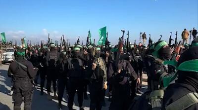  تصاویر سورپرایز اسرائیل: جمعیت عظیم اعضای مسلح حماس