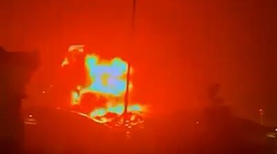  تصاویری به آتش کشیدن پالایشگاه نفت اربیل