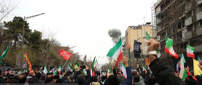  لحظه حمله به حوالی محل تشییع شهدا در همدان