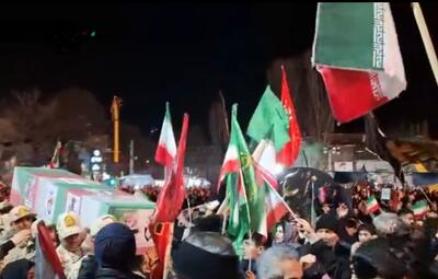  اردبیل به نور شهدا امشب هم درخشان شد/وداع اردبیلی‌ها با شهدای جنایات آمریکایی_‌صهیونی