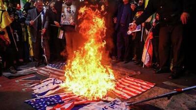  آتش‌زدن پرچم‌های آمریکا و اسرائیل در چهارشنبه‌سوری امسال