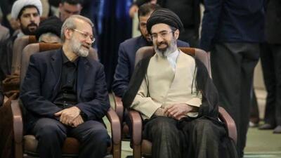  شهید لاریجانی در کنار رهبر انقلاب اسلامی + عکس