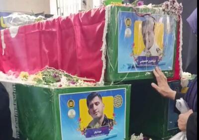  وداع با پیکر مطهر سه تن از شهدای مظلوم ناو دنا در معراج شهدای کرمانشاه +فیلم