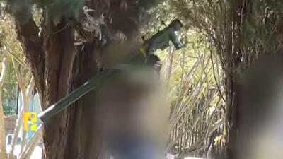  لحظه سرنگونی پهپاد اسرائیلی با پدافند دوش پرتاب حزب الله در جنوب لبنان