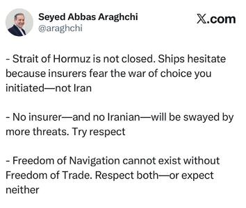  تشریح وضعیت در تنگه هرمز توسط عراقچی