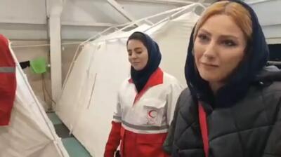  خسته نباشید محیا دهقانی بازیگر به اعضای جمعیت هلال احمر شرق تهران