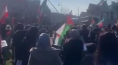  شعار مرگ بر پهلوی در خیابان‌های هلند