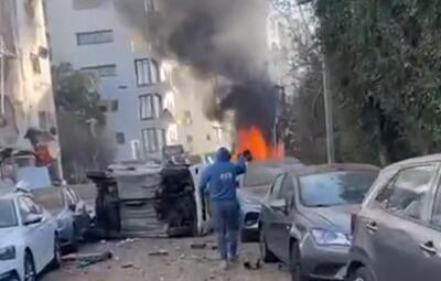  محل اصابت موشک ایرانی در تل‌آویو