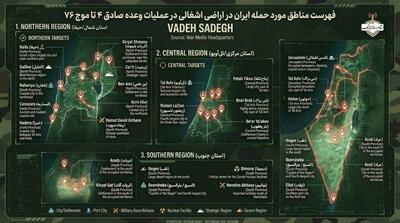  اعلام فهرست مناطق مورد حمله ایران در اسرائیل توسط سپاه پاسداران