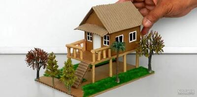  نحوه ساخت ماکت یک خانه با مقوا به روش استاد روسی/ ویدئو