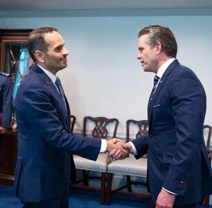  تصویری از دیدار مهم مقام قطری با وزیر جنگ آمریکا