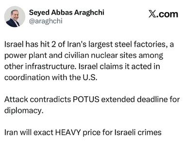  واکنش عراقچی  به هدف قرار گرفتن زیرساخت های کشورمان