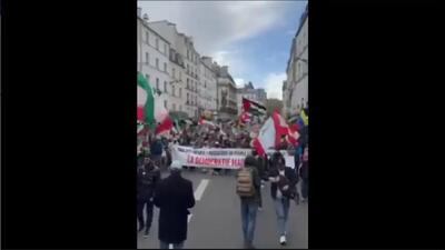  پخش آهنگ محسن چاوشی در تجمع مردمی حمایت از ایران در پاریس
