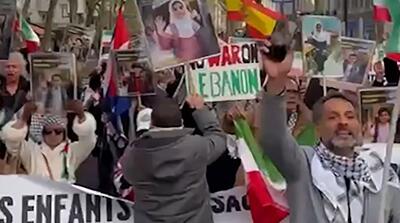  فریاد تظاهرکندگان ایرانی در پاریس: تنگه‌رو تنگ‌ترش کن