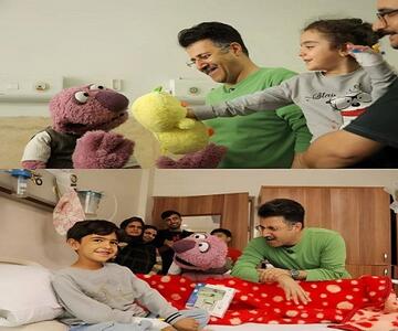  ملاقات هومن حاجی عبداللهی و جناب‌خان با کودکان مجروح