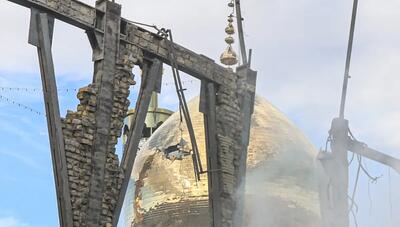  حمله هوایی به حسینیه اعظم زنجان (عکس)