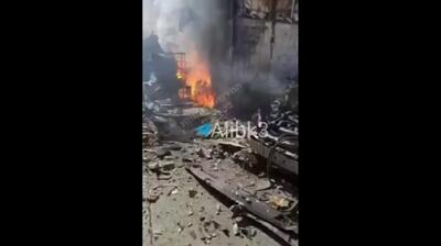  ویرانی یک سازه بر اثر حمله موشکی ایران