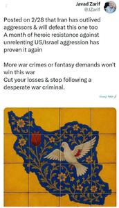  ظریف: یک ماه مقاومت دلیرانه خیالات‌شان را بر باد داد/ دنباله روِ یک جنایتکار جنگیِ مستأصل نباشید