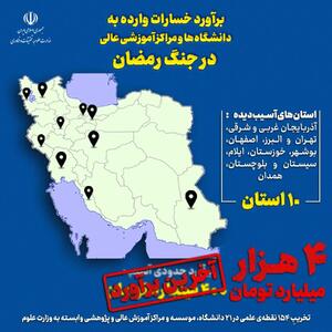  ۴ همت خسارت به مراکز دانشگاهی و علمی کشور در پی حملات اخیر