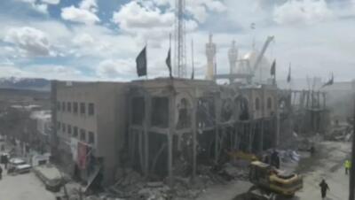  تصاویری هوایی از حمله وحشیانه آمریکایی ـ صهیونی به حریم حسینیه اعظم زنجان