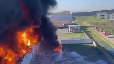  آتش‌سوزی ناشی از اصابت پهپاد به اربیل