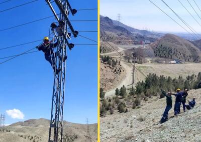  ترمیم شبکه برق آسیب دیده مسیر کوهستانی خط چهارم حصار در شهر کرج